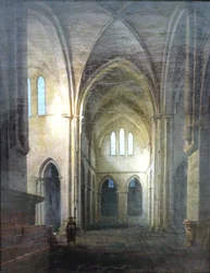 Kloster kyrka riddagshausen / interiör av en gotisk kyrka